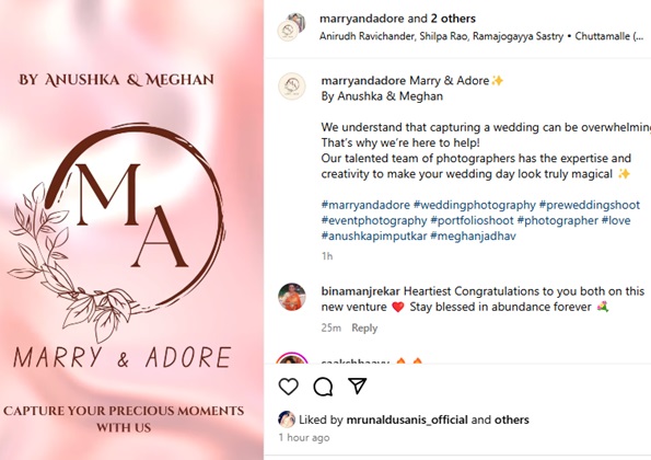 actress Anushka Pimputkar and meghan new business Marry & Adore