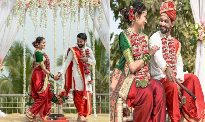 marathi actress aishwarya shinde and vaibhav rajendra wedding photos